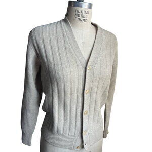 Vintage Betty Boop V-Neck Oatmeal Ribbed Knit Angora Sweater Size Medium